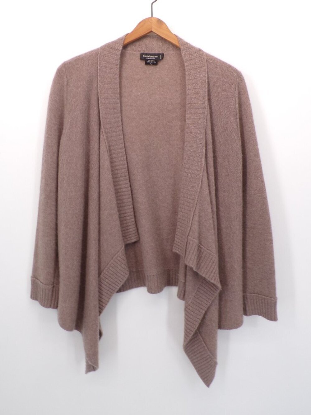 Lord & Taylor 100% Cashmere Open Cardigan Women's Sweater Petite Large Brown